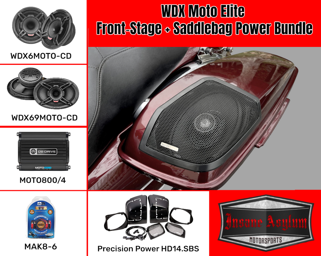 WDX Moto Elite Front‑Stage and Saddlebag Power Bundle – Insane