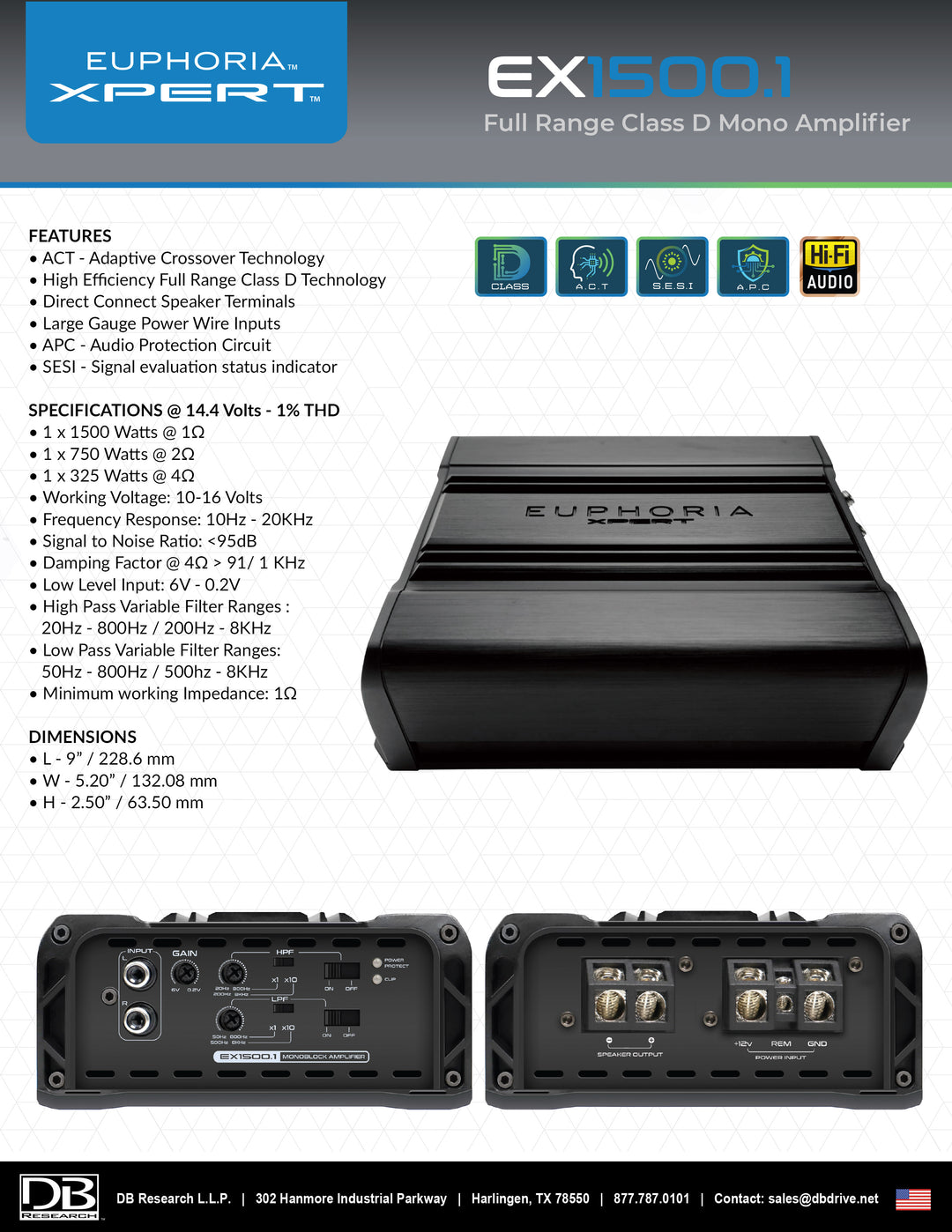 XPERT EX1500.1 : Full Range Class D Monoblock Amplifier – Insane