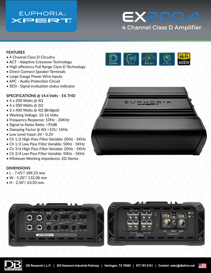 EX200.4 : 4 Channel Full Range Class D Amplifier – Insane Asylum